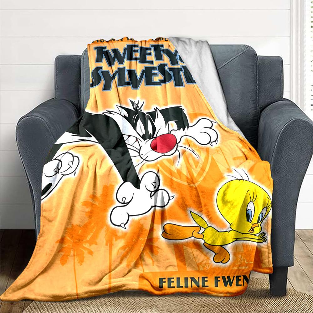 1 шт. Фланелевое одеяло Tweety Sylvester Looney Tunes, Мягкое, приятное для кожи, с цифровой печатью, Различные размеры доступны для семьи, друзей101