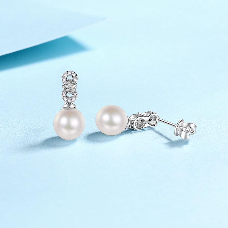 Серьги из стерлингового серебра 925 пробы, новые серьги с натуральным пресноводным жемчугом, женские серьги с микроинкрустацией из муассанита, высококачественные текстурированные серьги