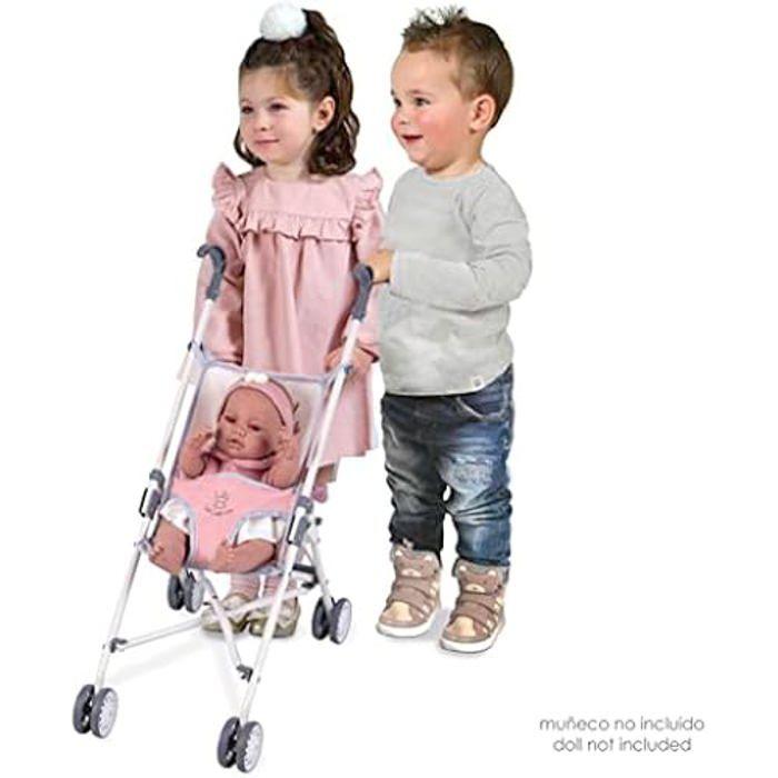 Poussette Poupées - DE CUEVAS TOYS - 90086 - Rose - Pliable - Pour poupées jusqu'à 48 cm