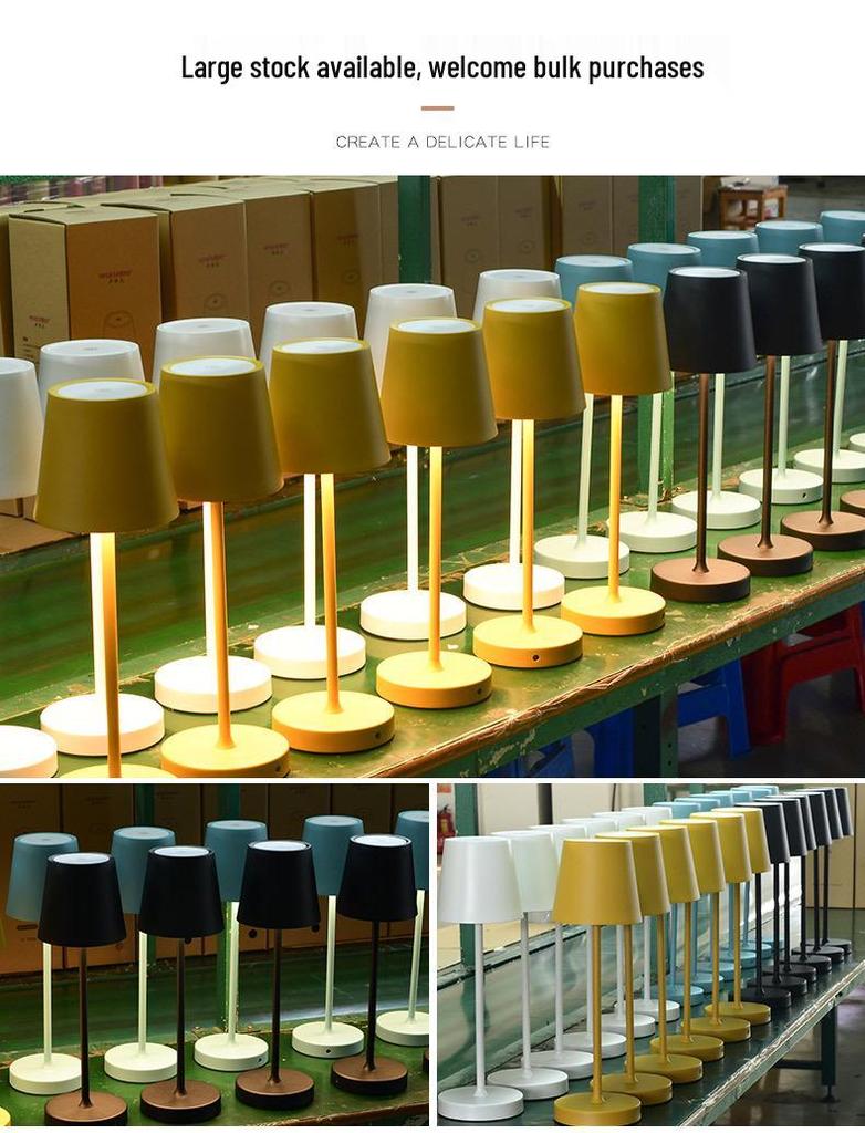 LED Rechargeable Metal Touch Dimming Desk Lamp for Western Restaurant Tabletop Atmosphere