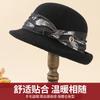 Wool Hat Women's Autumn and Winter Versatile Basin Hat Wool Blended Retro Elegant Top Hat Rolled Brim Bucket Hat