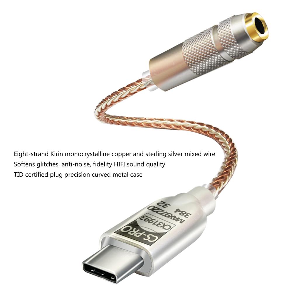USB C 32 бит 384 кГц USB C на 3,5 мм адаптер с чипом CX31993 MAX97220 USB C адаптер для наушников 3,5 мм адаптер