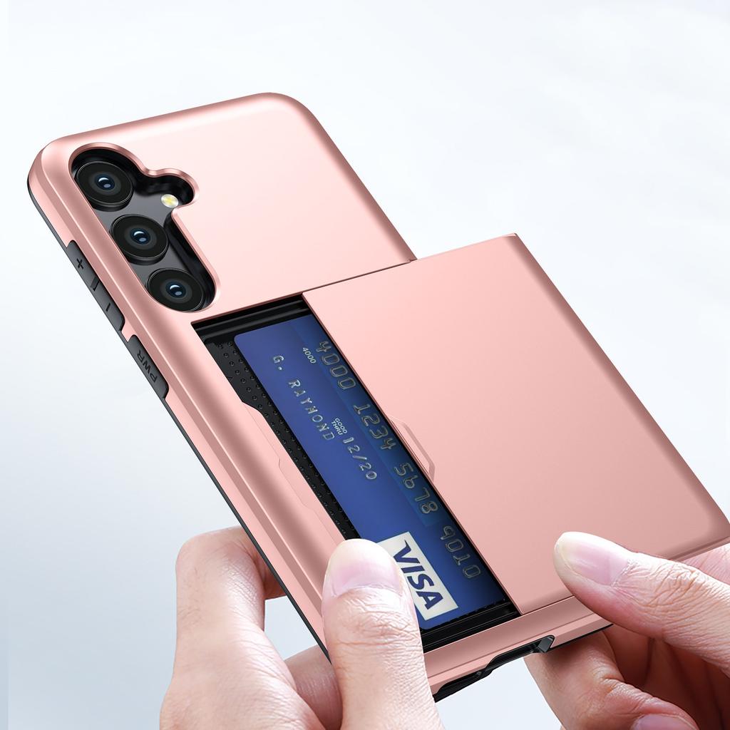 Чехол-кошелек Armor Slide с карманом для карт для Samsung Galaxy S25 Edge S24 S23 S22 S21 S20 Ultra S24 S23 FE Держатель для карт Крышка Кошелек Сдвижная крышка