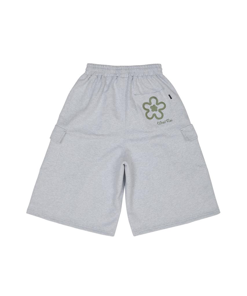 WAIKEI Cargo Bermuda Sweatpants Melange White