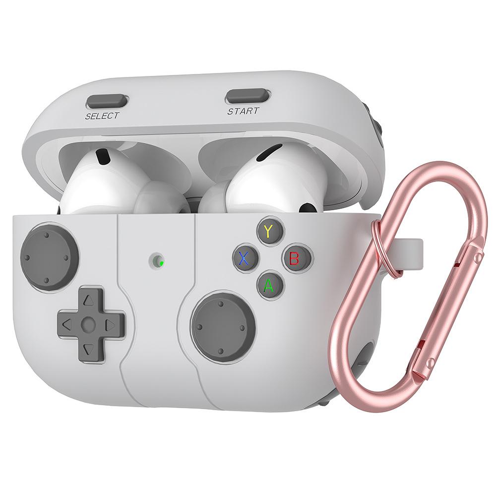 Для чехла для Airpods Pro 3 с брелоком Мягкий силиконовый защитный чехол-накладка с дизайном классической игровой консоли для Airpods Pro 3 (черный)