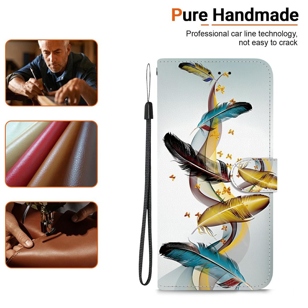 For iPhone 17 Pro Max Case Pattern Printing Anti-Drop Leather Flip Wallet Phone Cover with Lanyard