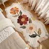 Soft Area Mat - Non-Slip Backing, Machine-Made Floral Bedside Mat for Bedroom, Living Room, Hallway, Laundry - Easy-Clean Home Decor Mat