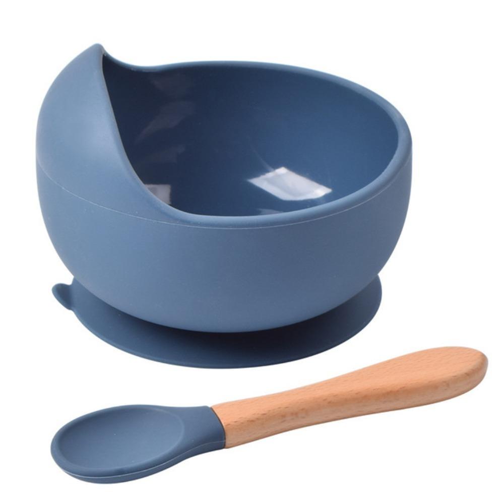 Supply Suctive Bamboo Spoon Toddler Bowl Children Dishes Silicone Dinnerware Food Grade Silicone