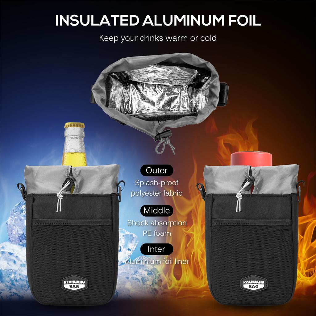 Bike Water Bottle Holder Bag Insulated Bicycle Handlebar Drink Beverage Storage Cooler Bag Pannier for Bike Motorcycle