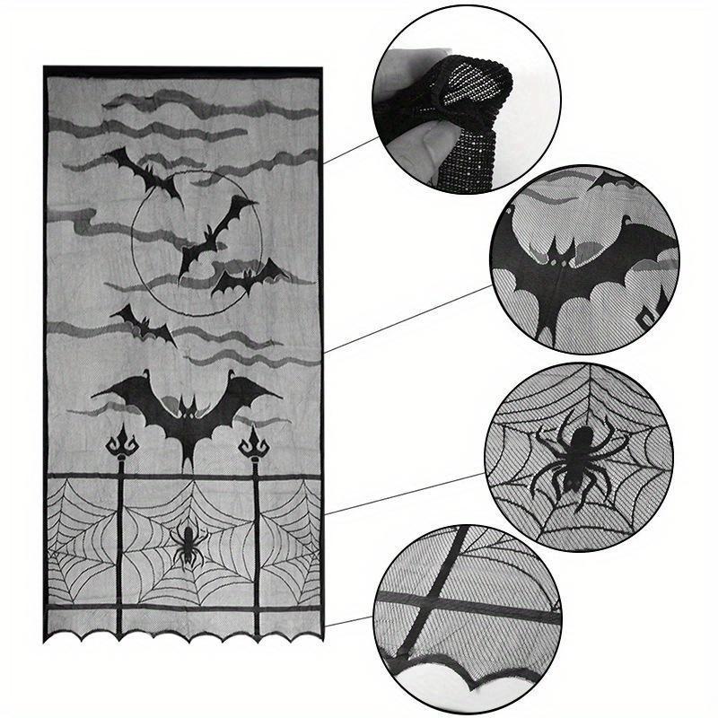 1pc Halloween Decoration Spider Witch Bat Skull Door Curtain Ghost Festival Black Lace Curtain Home Party Decoration
