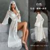 New Sexy Mesh Hooded Bathrobe Lace Lace Robe Belt