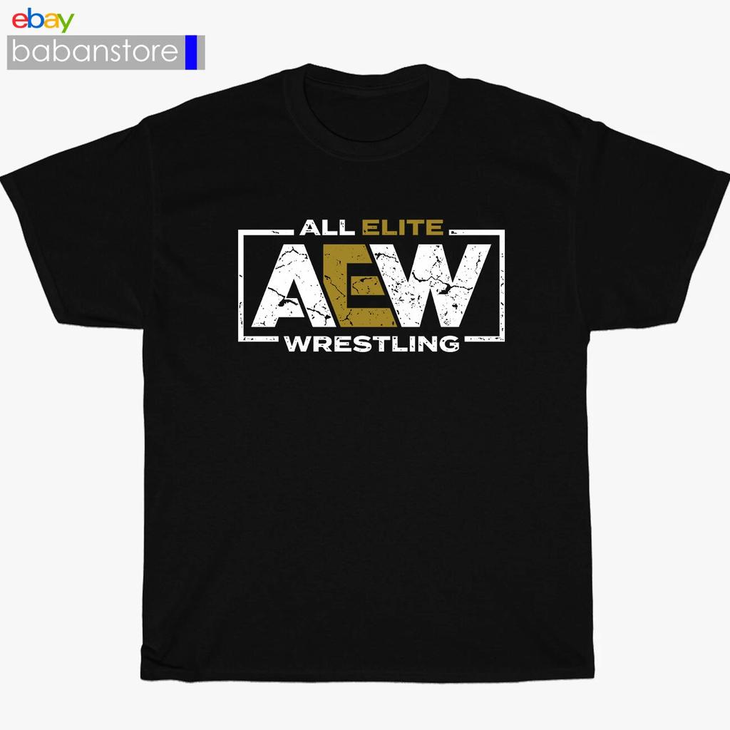 Новая футболка All Elite Wrestling с логотипом Черно-бело-серо-темно-синяя Размер S-5XL
