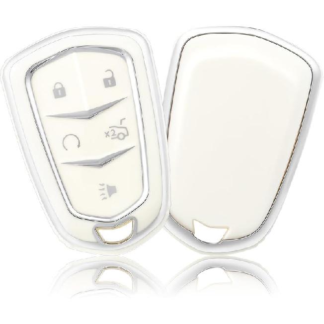 OFFCURVE for Cadillac Key Fob Cover, Premium Soft TPU Key Case Shell for Cadillac Escalade 2015-2019 CTS XTS ATS STS XT4 XT5 CT6 SRX Smart Key Holder