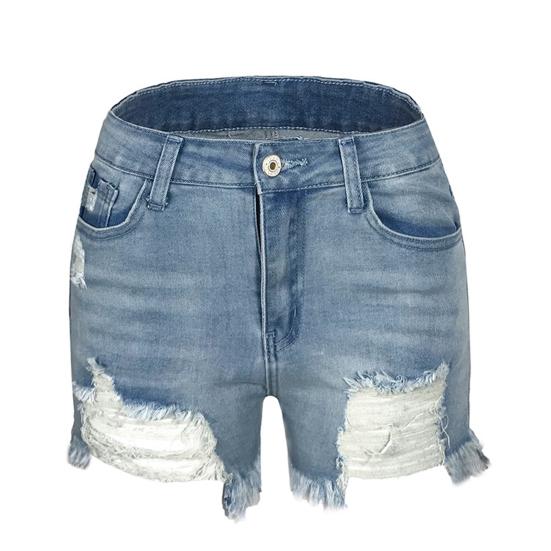 Yousheng Women's High Waisted Jean Shorts Casual Ripped Distressed Denim Shorts with Pockets Summer Hot Short Jeans for Daily Beach Club