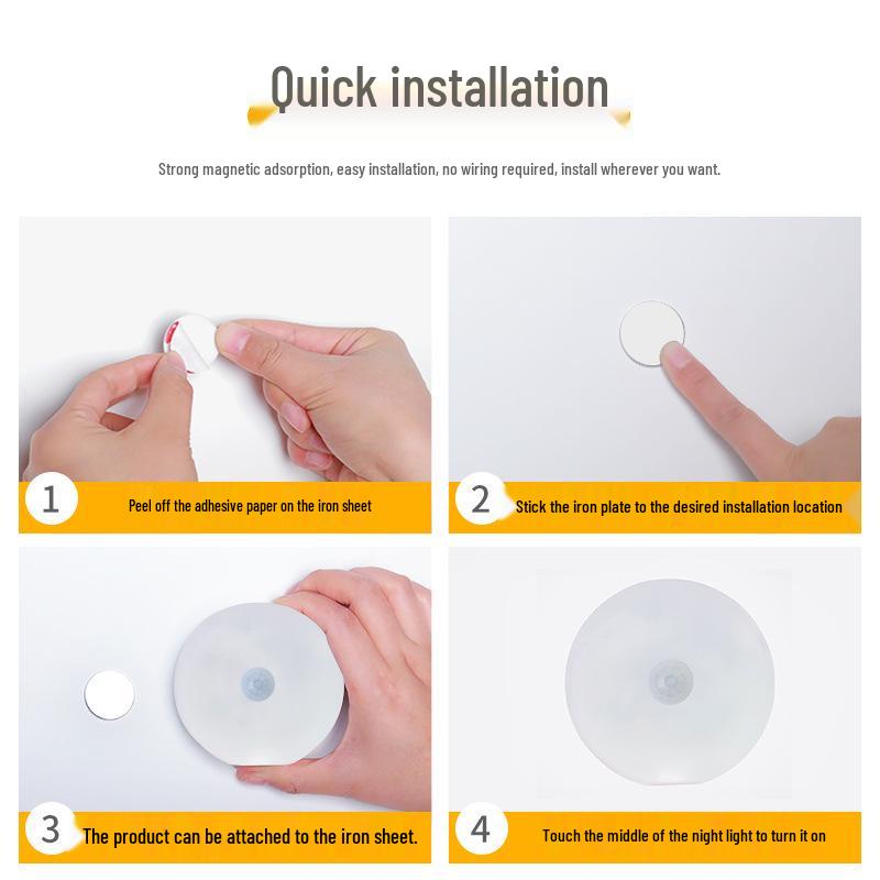LED Motion Sensor Bedside Lamp: Rechargeable, Magnetic, Voice-Controlled Smart Night Light with Human Body Induction for Bedroom and Cabinet Use.