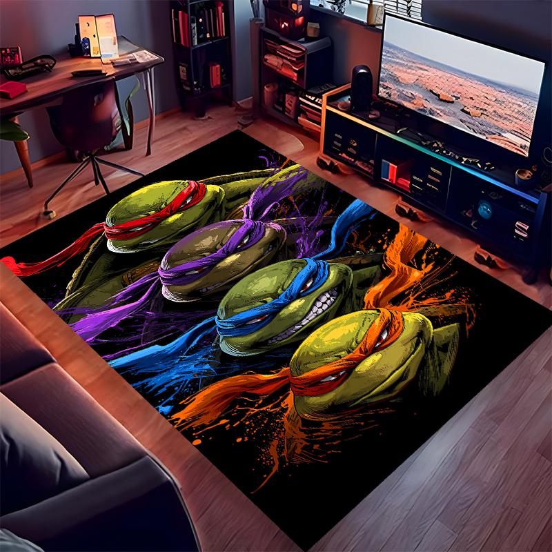1pc Teenage Mutant Ninja Turtles Print Area Rug - Soft,Washable Non-Slip Indoor Mat for Office Chairs,Living Room,Home Office Decorative Rug