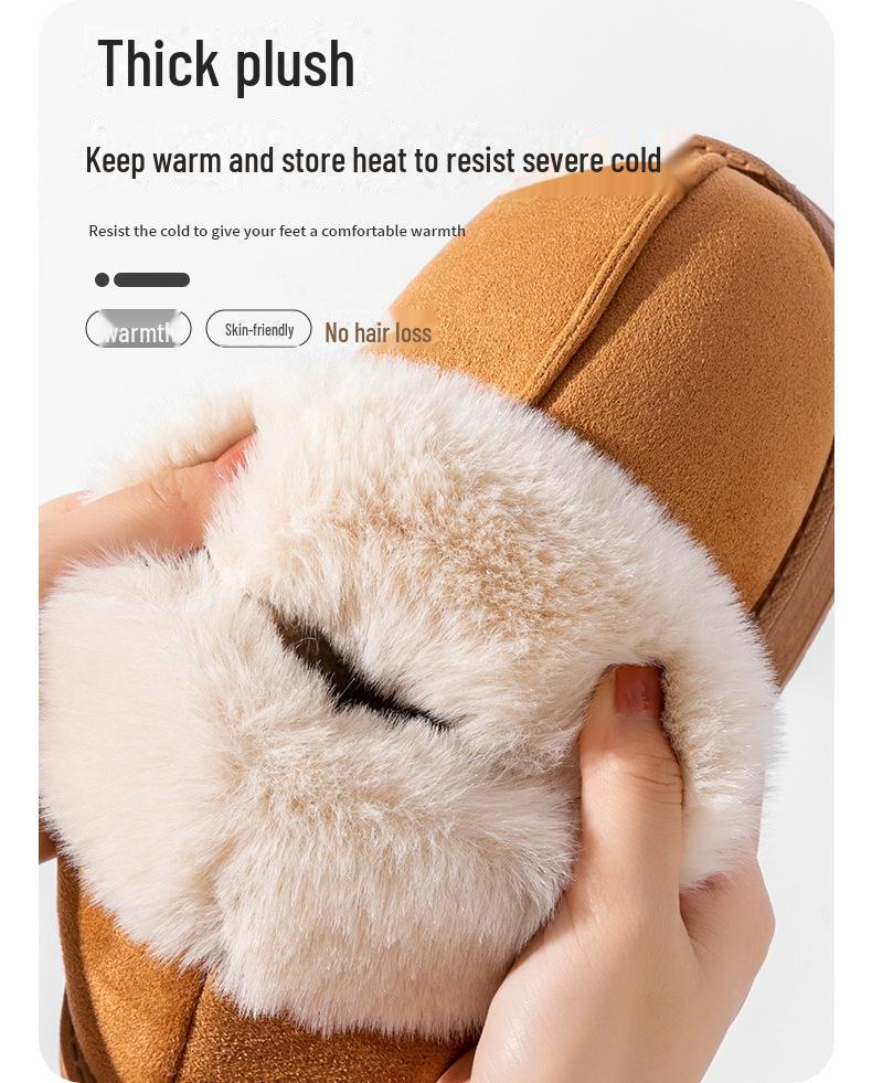 Ботинки Furry High-Top на толстой подошве из хлопка: Теплая, нескользящая обувь для дома и улицы на осень и зиму