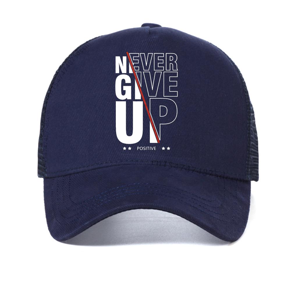 Никогда не сдавайся принт letter модная летняя дышащая кепка-snapback унисекс сетчатая шляпа от солнца регулируемая крутая кепка-тракер