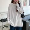 Women's Solid White Long-Sleeve Cotton T-Shirt - Loose Fit for Layering In Spring & Autumn