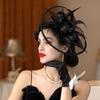 Перья Повязка на голову для женщин Фантазийные шляпки для чаепития Элегантный головной убор для невесты Свадебная вечеринка Головной убор Макияж для чаепития Выпускной вечер Головной убор