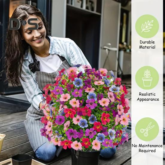 Искусственный фиолетовый топиарный шар, устойчивый к ультрафиолетовому излучению, фиолетовые цветы, искусственные вечнозеленые растения, цветы, кисть с шипом для земли для наружного внутреннего садового декора