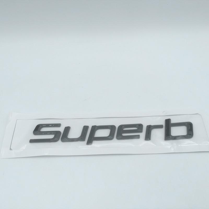 BASS7 1pcs 3D ABS SUPERB high quality silver/black car Letter Emblem Rear tail trunk Decals badge sticker Decal styling For Skoda