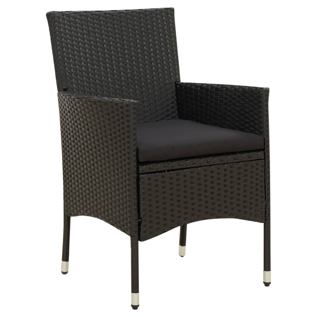 Garden Chairs with Seat Cushions 2 pcs Poly Rattan Black