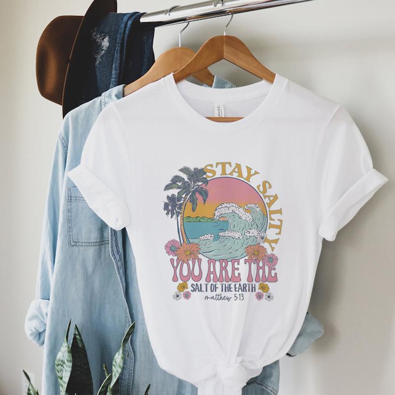 Women Bible Verse TShirt Vintage Aesthetic Jesus Faith Graphic Tshirts Short Sleeve Christian TShirt Retro Inspirational Tops