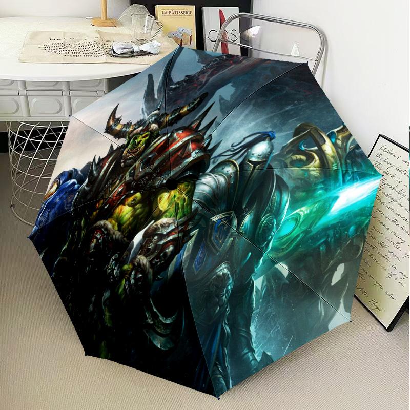 World Of Dragon Battle Warcraft Automatic Folding Umbrella - 8-Rib Travel Umbrella with Auto Open/Close & Portable Gifts for holidays or birthdays