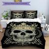 3pcs Crown Skull Duvet Cover Set - Machine Washable, Includes 1 Cover and 2 Pillowcases, No Core Included yy251013085