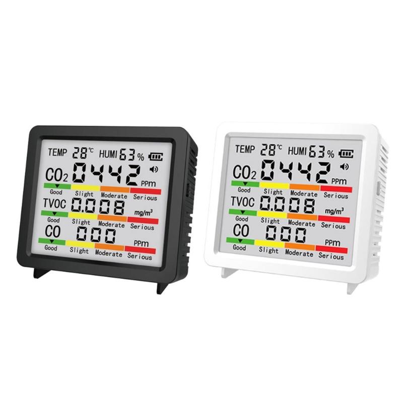 4inch Large Screen Multifunction Air Quality Monitor Including Temperature, Humidity, CO CO2 TVOC for Home