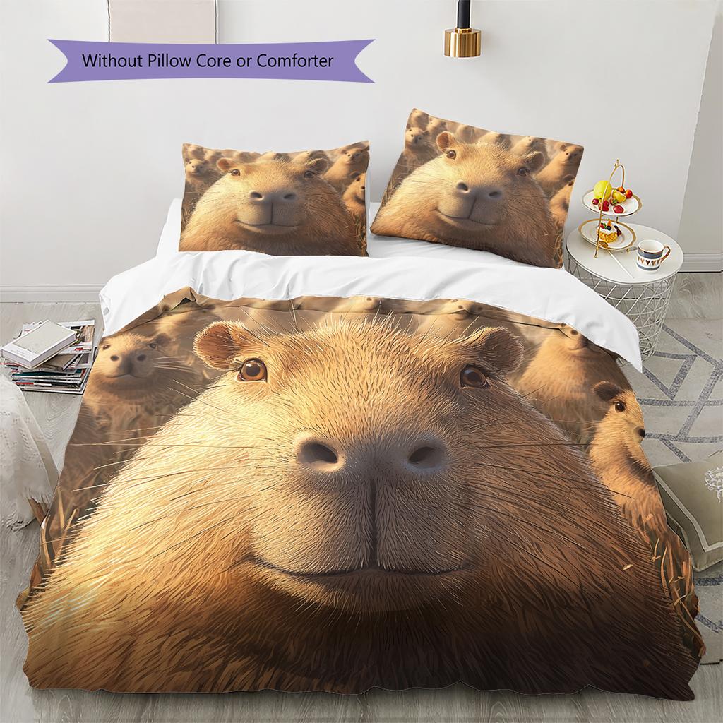 Capybara Pattern Bedding Home Decoration Birthday Gift (1 * duvet cover + 2 * pillowcase, without core)