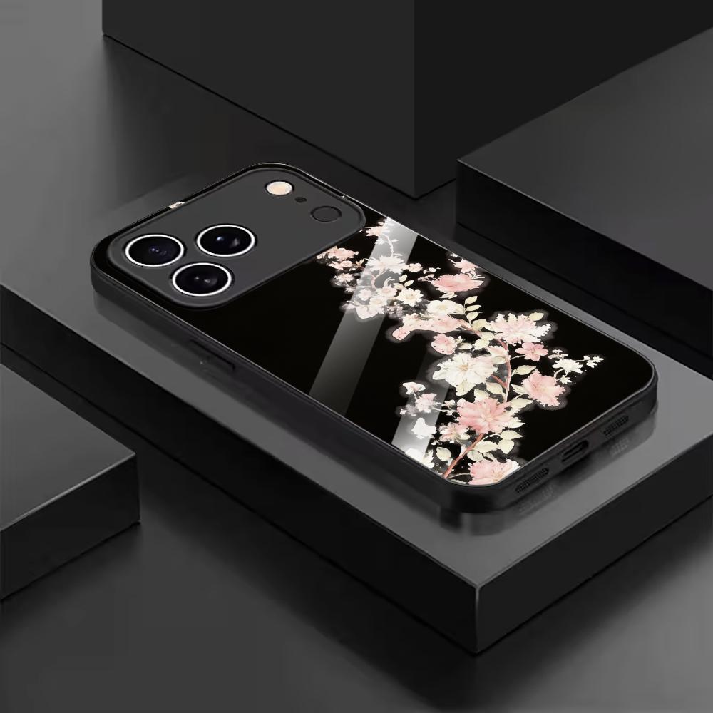Чехол для телефона с акварельным цветком сакуры для стекла для iphone 17 pro max для iPhone 17 16 15 14 13 12pm Pro Plus