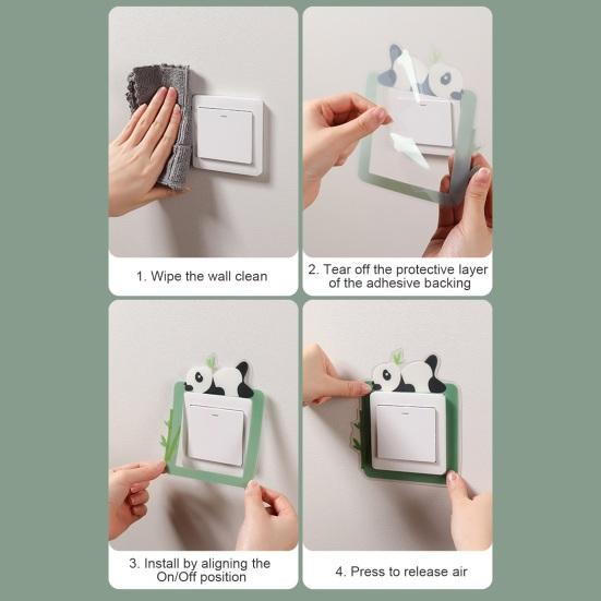 2 шт. наклейка на переключатель «расти в темноте» мультфильм панда медведь кролик кошка животное зеленый водонепроницаемый самоклеящийся переключатель защитная наклейка товары для дома