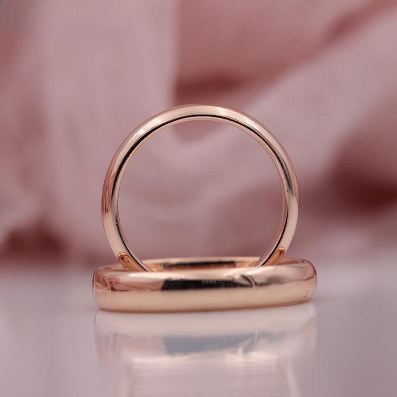 Rose Gold Color Smooth Romantic Simplicity Couple Rings Women Men Wedding Party Unique Ring