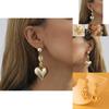 Modern Alloy Heart Pendant Earrings Geometric Gold Heart Studs Trendy Winter 2023 Style