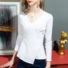 Новая женская одежда с длинным рукавом, женские белые летние модели с разрезами, дизайн, нерегулярные топы и рубашки, трендовые