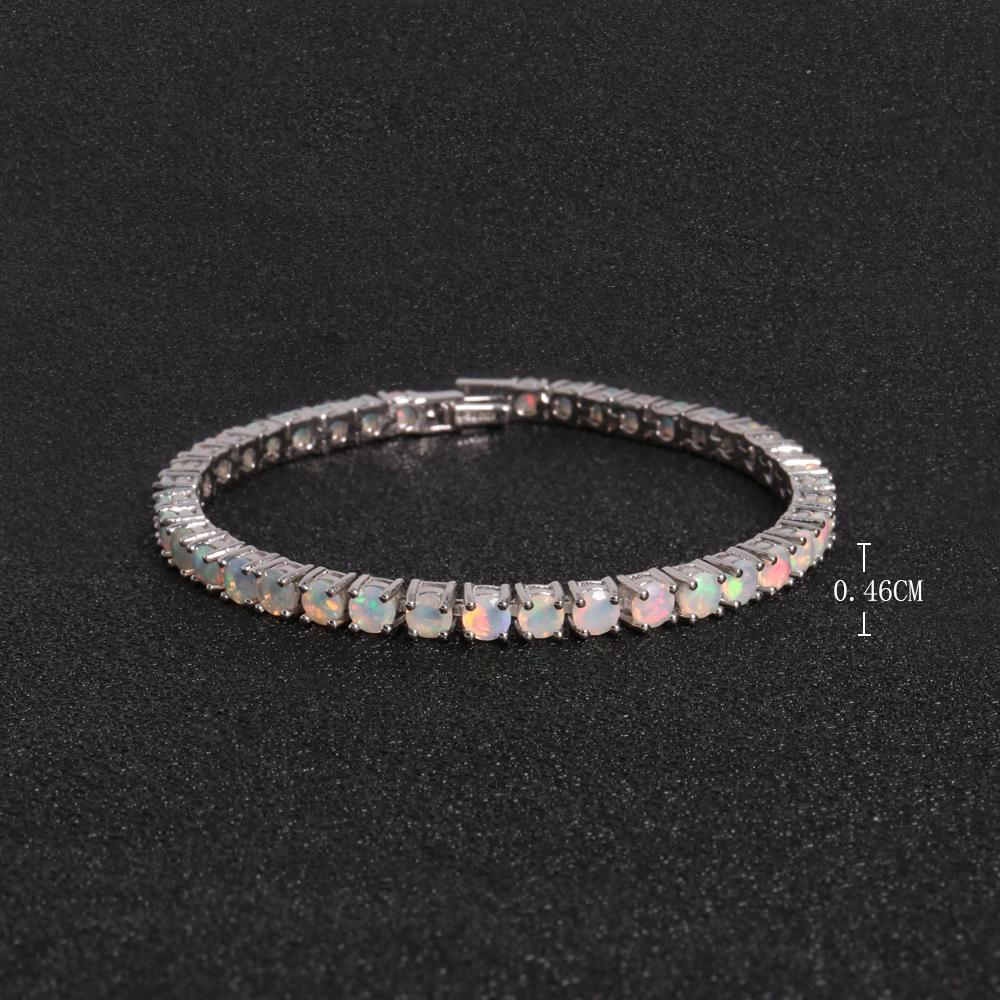Великолепный насыщенный цвет, натуральный опал, круглый браслет с драгоценными камнями 4,0 мм, серебро S925, изысканные ювелирные изделия, женская одежда для юбилеев, помолвок и банкетов