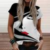 Summer 3D Digital Portrait Printed Round Neck Short Sleeved T-shirt