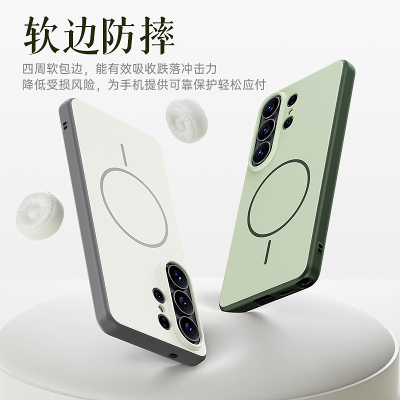 Чехол для Samsung Galaxy S26 S25 S24 Ultra, Магнитный, Матовый, Поверхность «Кожа младенца», Защита от отпечатков пальцев, Прочный Гибридный Чехол-Обложка