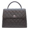 CHANEL No. 6 A12397 Black Caviar Silver Hardware Matelasse Top Handle Brief Handbag Black / SV HardwareUsed