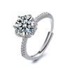 New Fashion Ring Geometric 2 Carat Ring Female Six-claw Crown Open Ring Jewelry