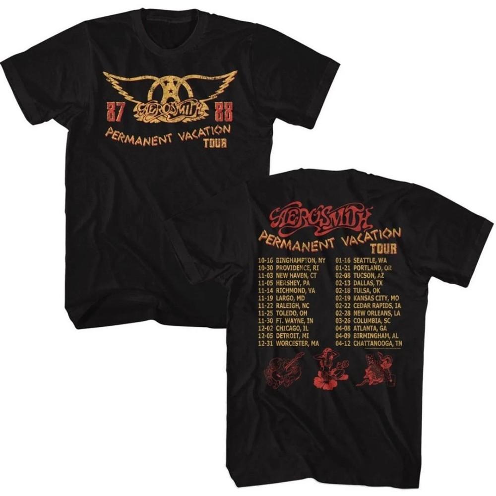 Aerosmith Permanent Vacation Tour #039;8788 Men#039;s Unisex Concert Tshirt Unisex T-Shirt Graphic Tee