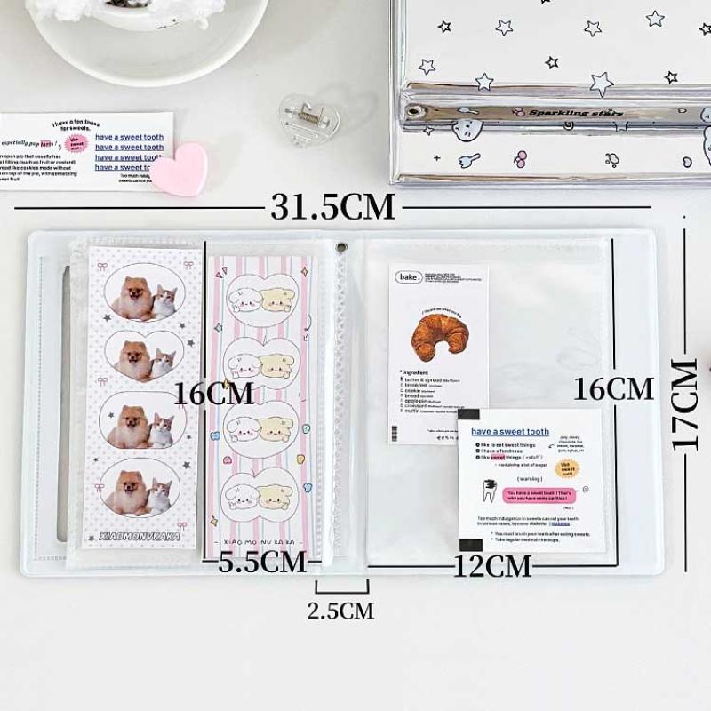 Cartoon 4 Grid Idol Card Photo Booth Album For 40Pcs 2x6 Inch Photo Strips Bookmark