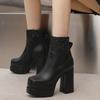 Women's High-heeled Short Boots Sexy European and American Style Autumn and Winter Waterproof Table Thick-heeled Large-size Roman Boots