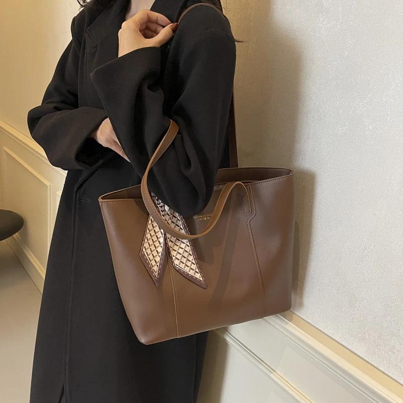 Одинарная сумка из мягкой кожи большой емкости, универсальная сумка, простой стиль, улучшенное ощущение классики