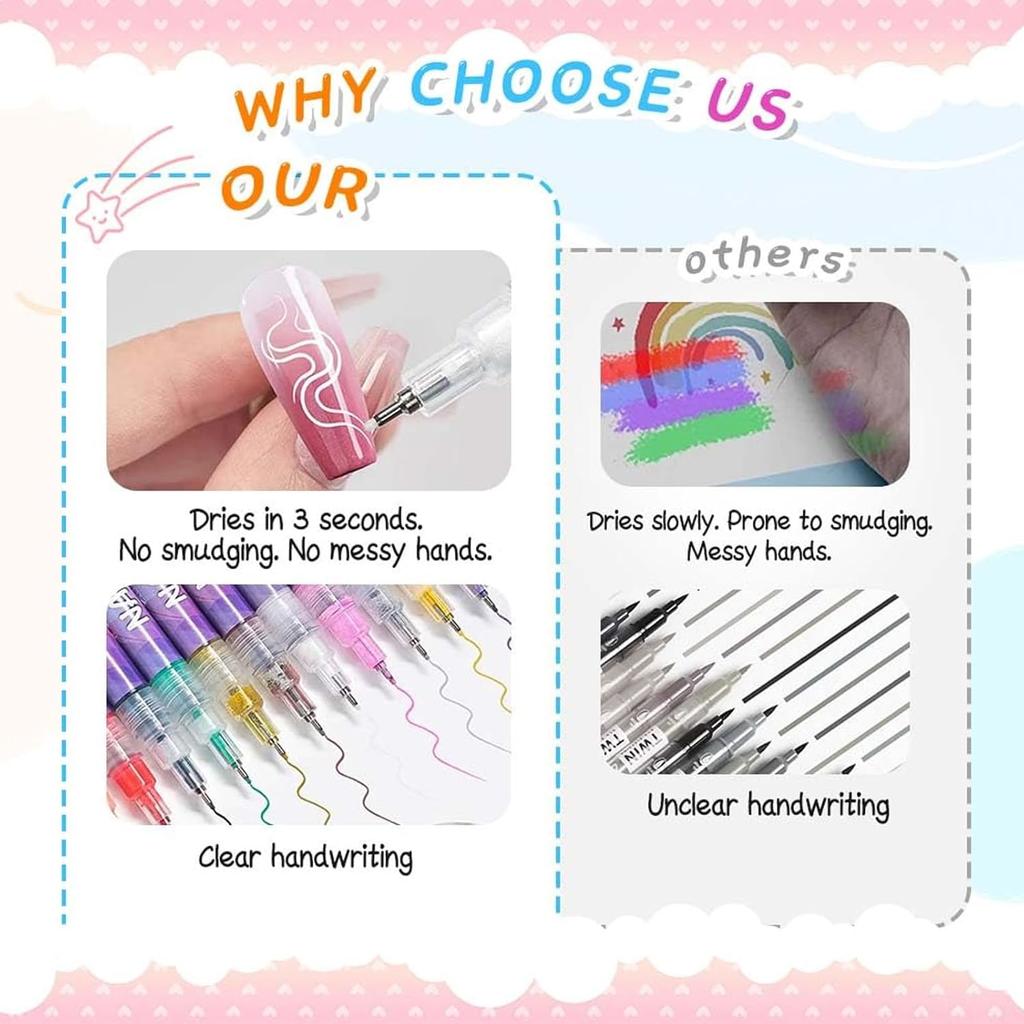 Набор ручек для дизайна ногтей 12 цветов, маркеры для нейл-арта, ручка-лак для 3D нейл-арта, кисть-лайнер для рисования и росписи для DIY нейл-арта, украшения для красоты маникюра