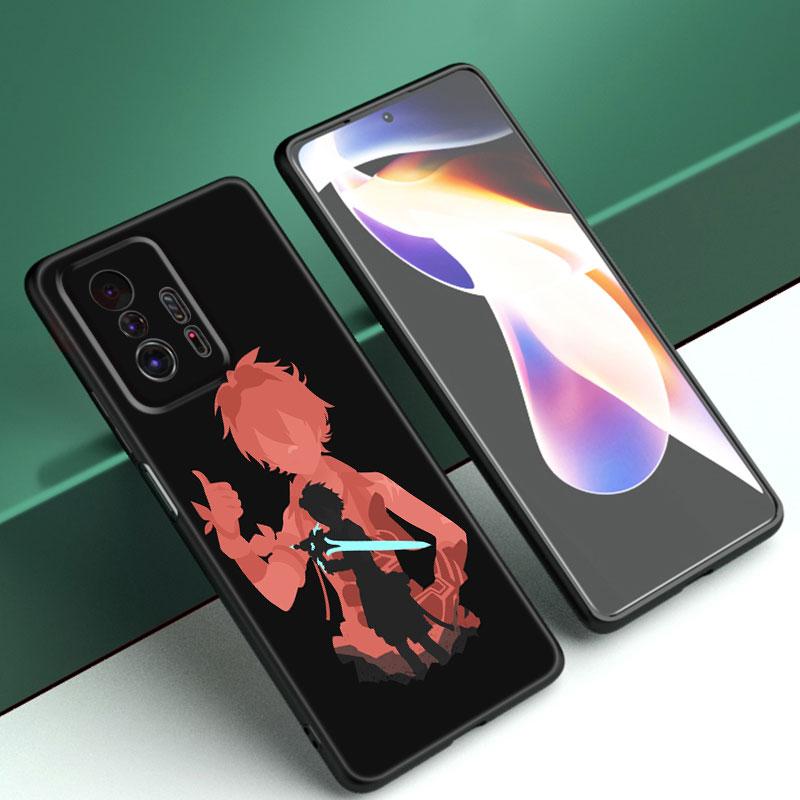Чехол для телефона Genshin Impact с аниме для Xiaomi Mi A2 8 9 SE Note 10 10T 11 12 Lite 9T 11T 12S 12T Pro A3 6X 12X, мягкий черный чехол из ТПУ