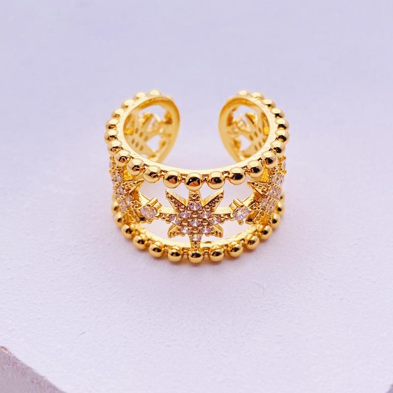 Кольцо с четырехлистным клевером женское, холодный ветер, ретро, простое, моцарелла, бриллиант, циркон, цыганская звезда, открытое кольцо на указательный палец