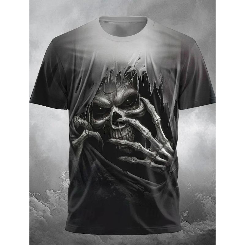 Мужская футболка Fire Reaper с готической надписью 3D Print, футболка для вечеринки и улицы, короткий рукав, круглый вырез, летняя одежда на весну